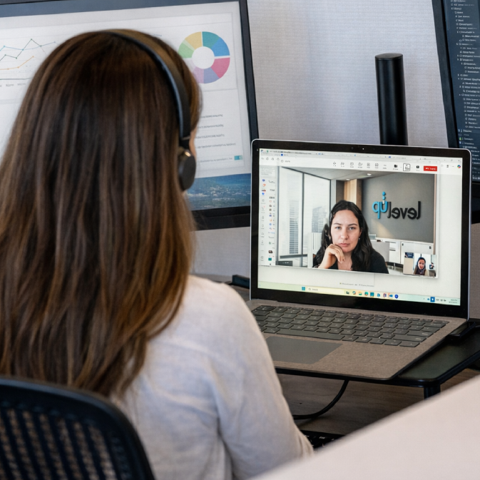 LevelUP employee on a call